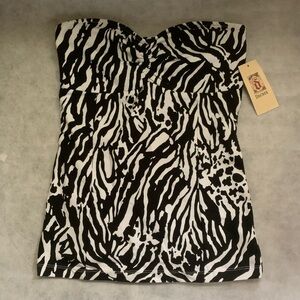 NWT Decree Black and White Zebra Print Tube Top